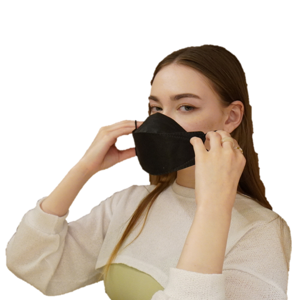 KF94 Fish type(3D) Masks for Adult, 4 Layer Protective Face Mask/Black